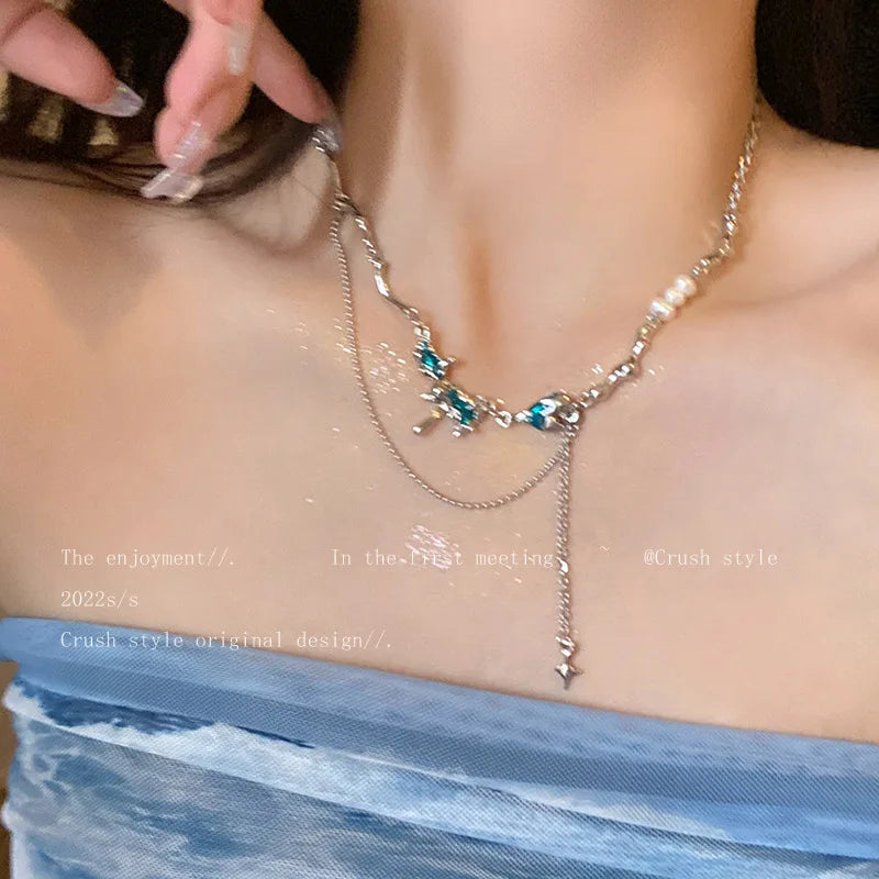 Shiny Star Chain Necklace Y2k