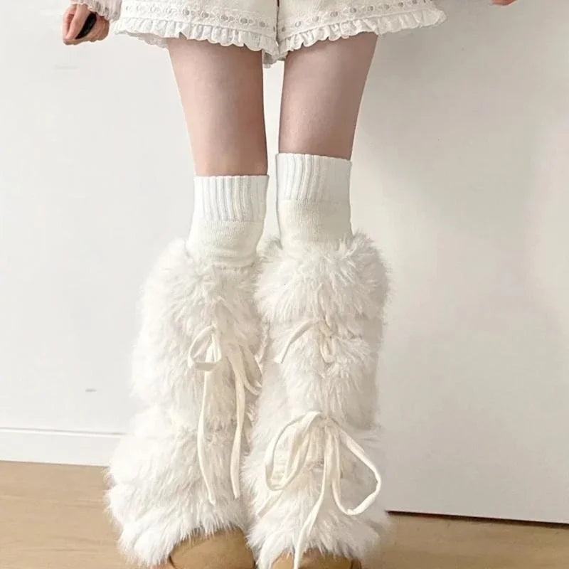 Winter Fuzzy Rabbit Fur Leg Warmers