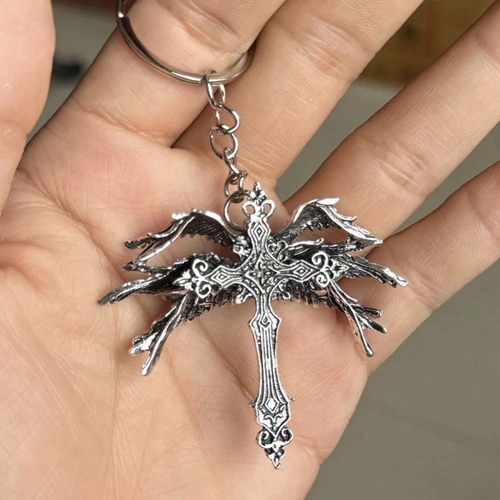 Gothic Jesus Wings Cross Necklace