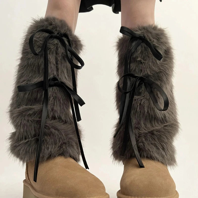 Winter Fuzzy Rabbit Fur Leg Warmers