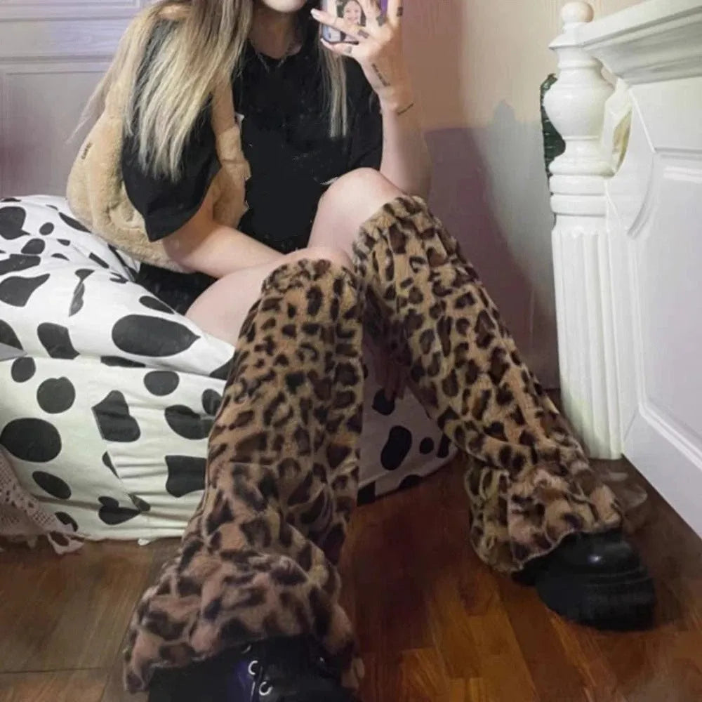 Leopard Print Winter Leg Warmers