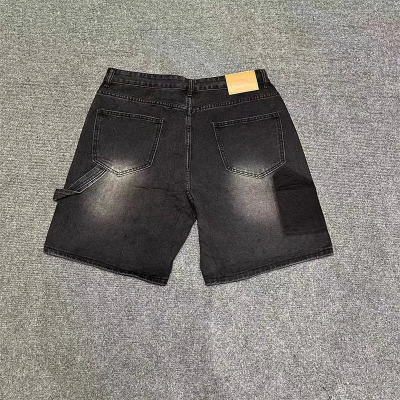 rhinestone slim fit men's denim shorts