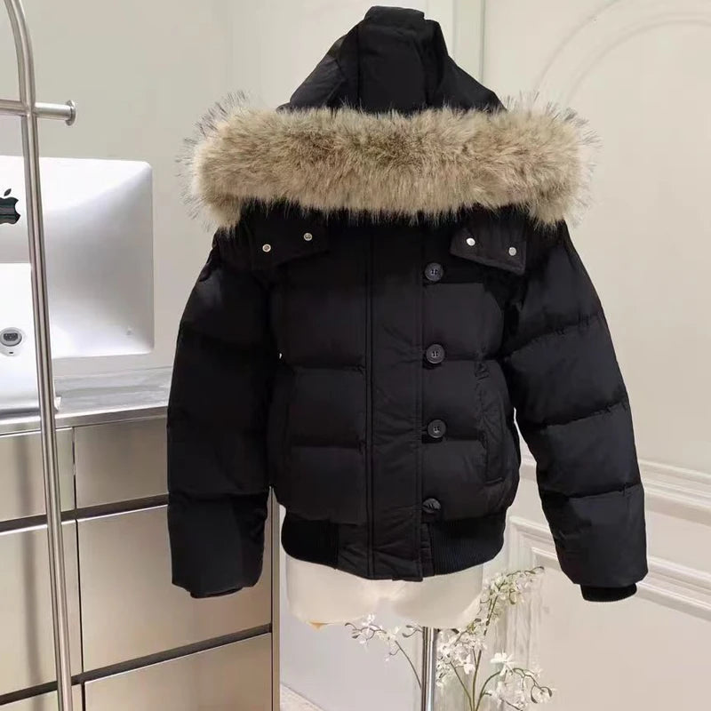 Faux Fur Puffer Bomber Coat