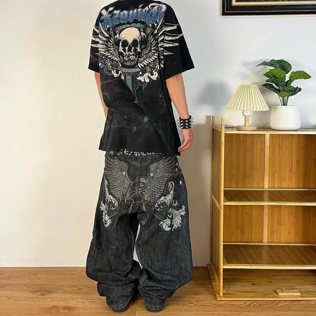 Embroidered Designed Baggy Jeans
