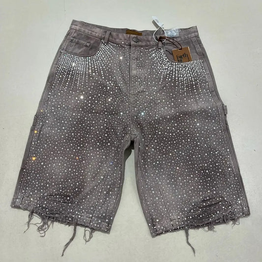 Rhinestone Studded Jean Shorts