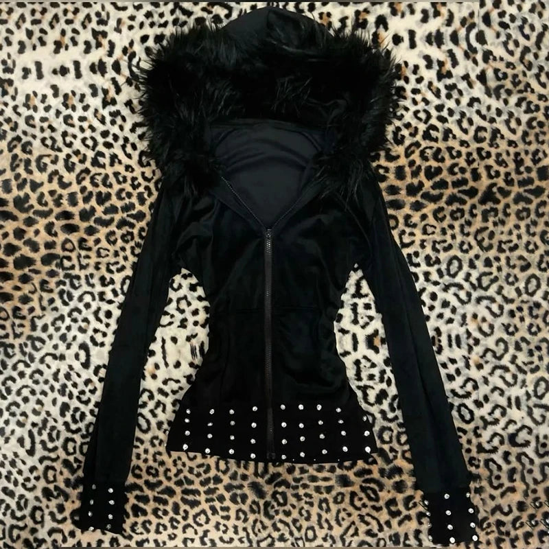 Gothic Emo Fur Hooded Sweaters