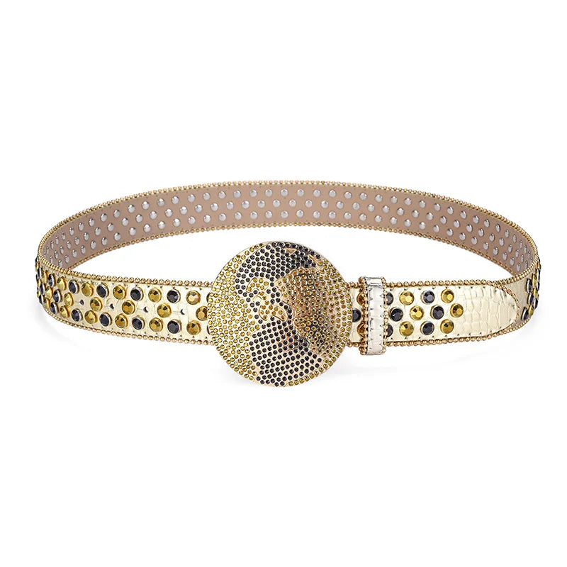 Globe Buckle Rhinestone Belts