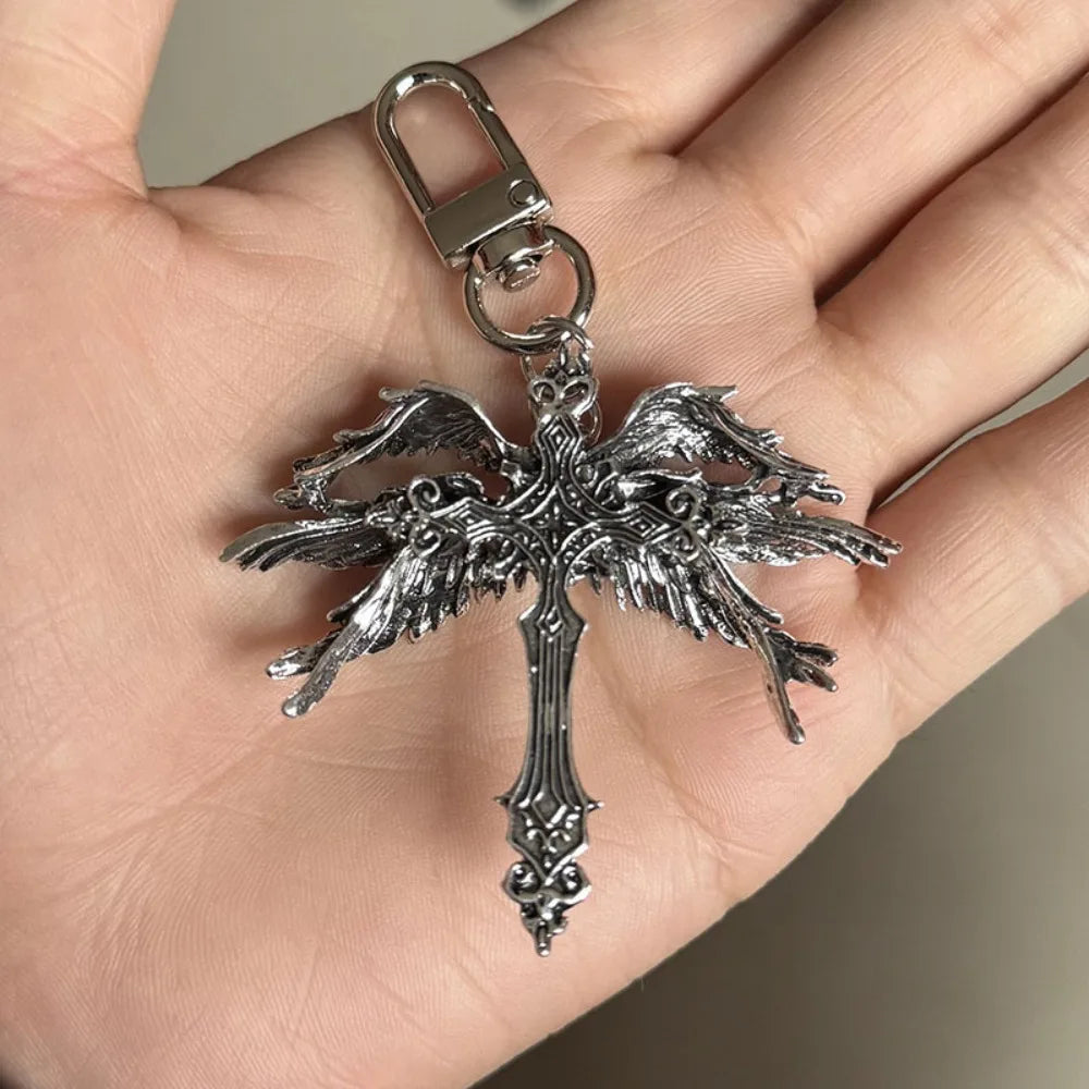 Gothic Jesus Wings Cross Necklace
