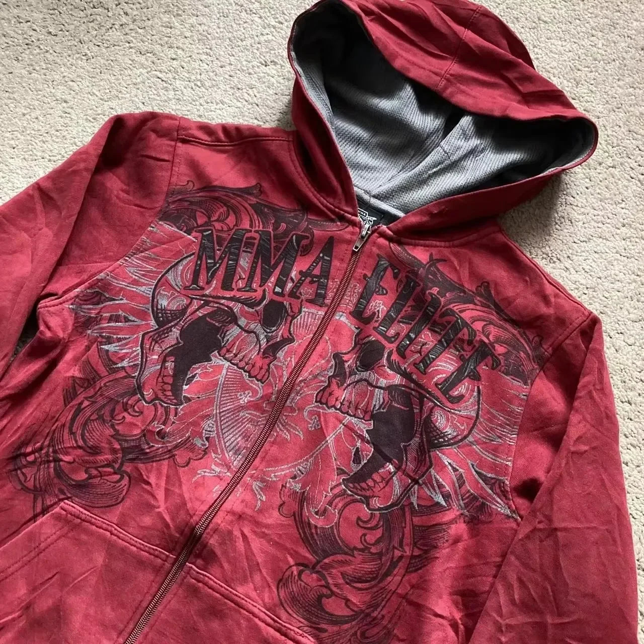 Cotton Red Zipper Hoodie