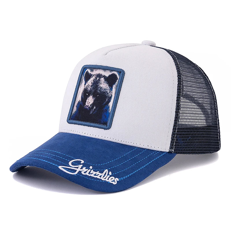 Unisex Mesh Cap Lion Patch Design Cap