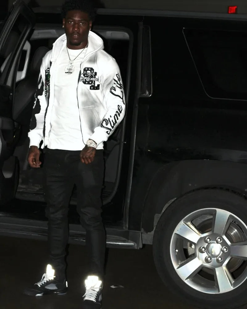 Fire Sleeve Washed Streetwear Jacket