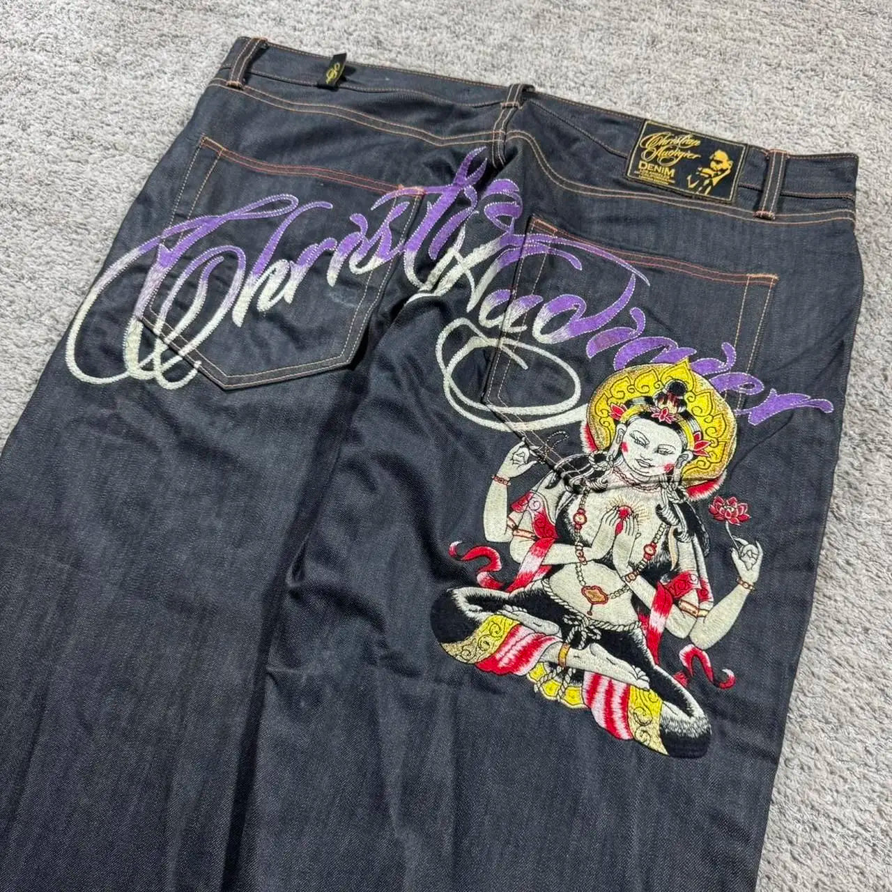 Embroidered design Wide Leg Baggy Jeans