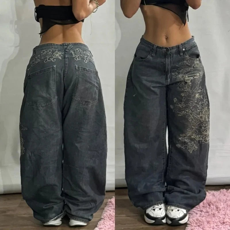 Baggy Wide Leg Designed Jeans