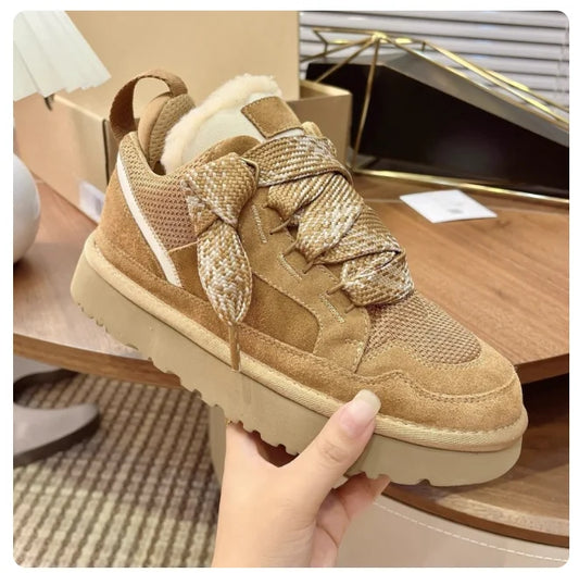 Fuzzy Lined Snow Sneakers Women