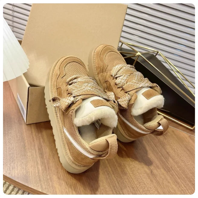Fuzzy Lined Snow Sneakers Women