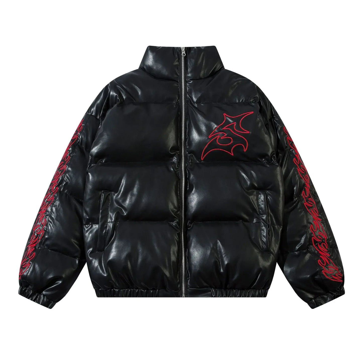 Embroidered Winter Leather Jacket