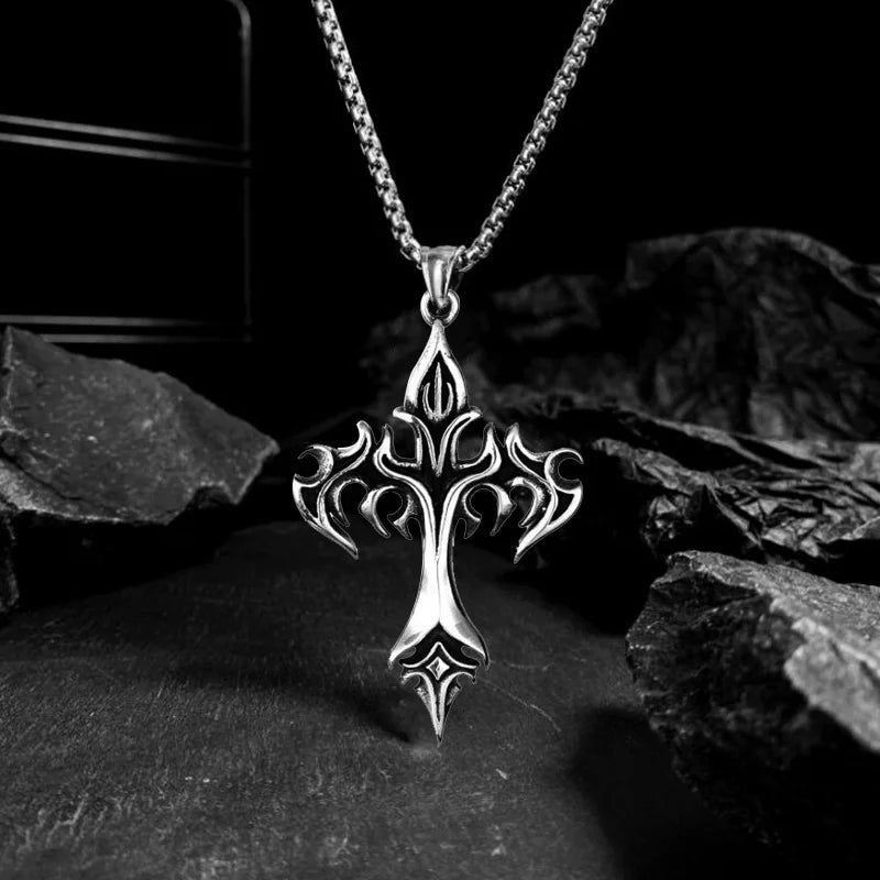 Flame Cross Pendant Chain