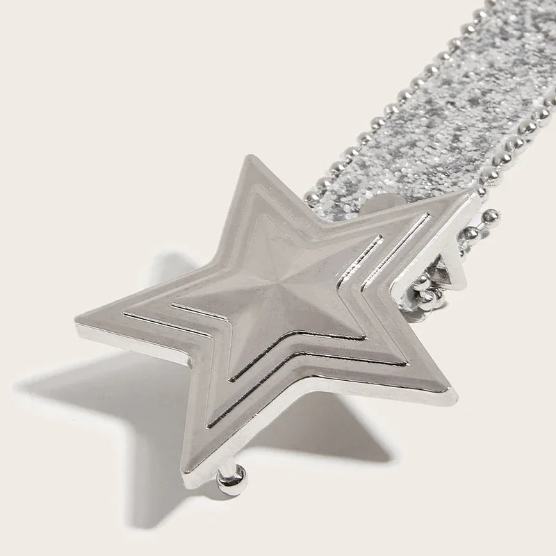 Unisex Star Buckle Rhinestone Belt Y2k