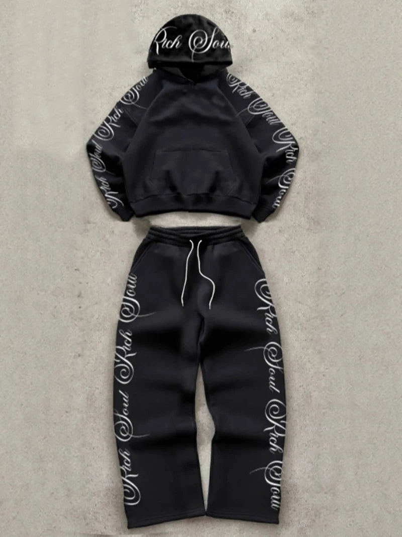 Cursive Lettering 2-piece Men's Set
