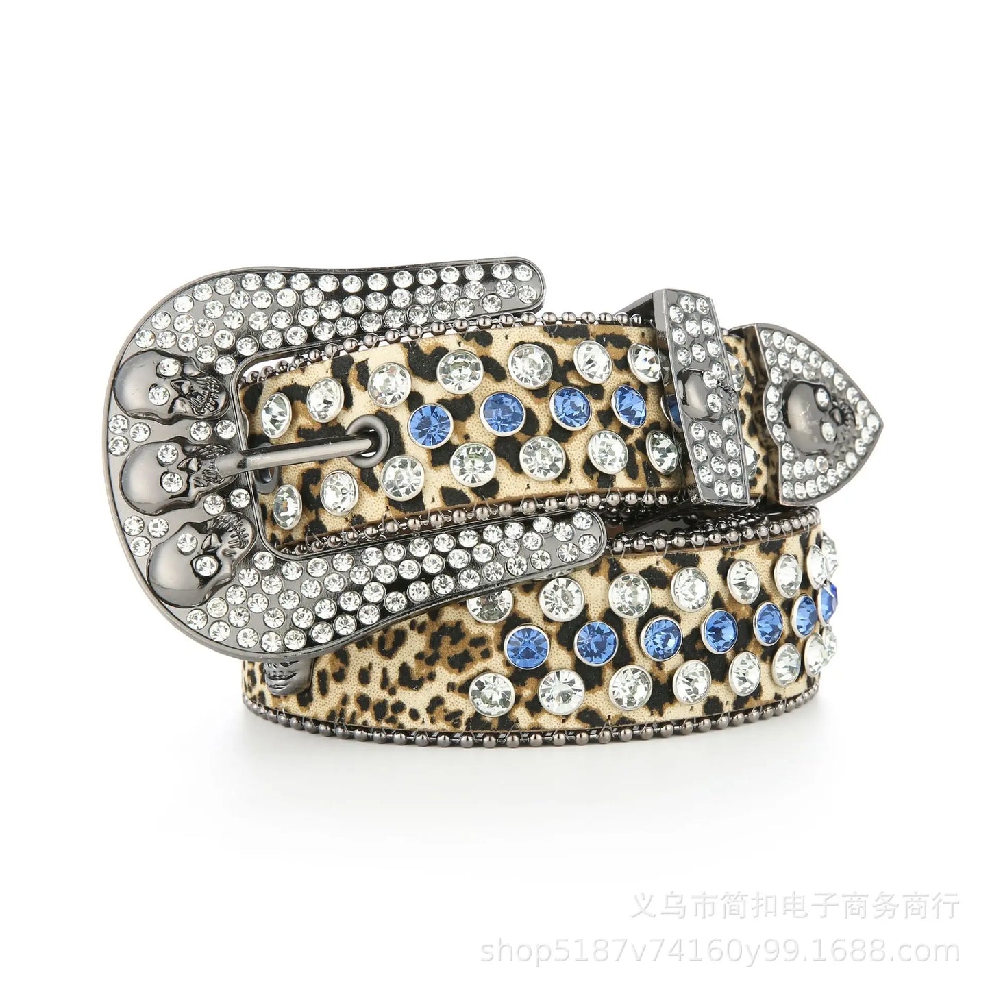 Rhinestone Skeleton Belts Unisex