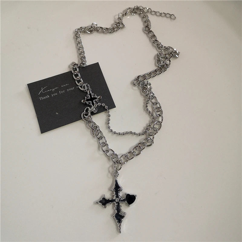 Black Cross Pendant Chain