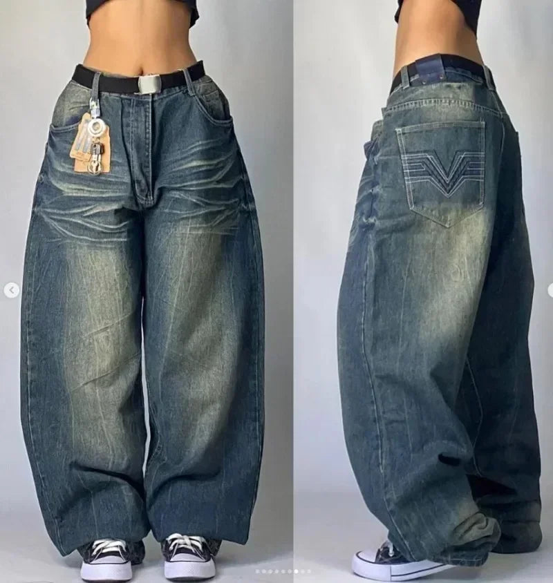 Embroidered Baggy Skater Jeans