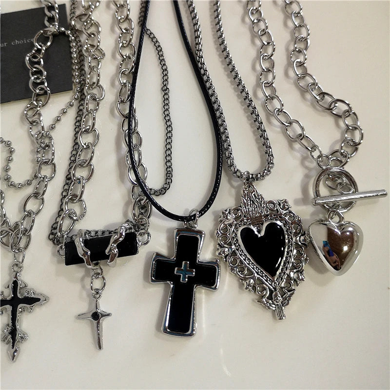 Black Cross Pendant Chain