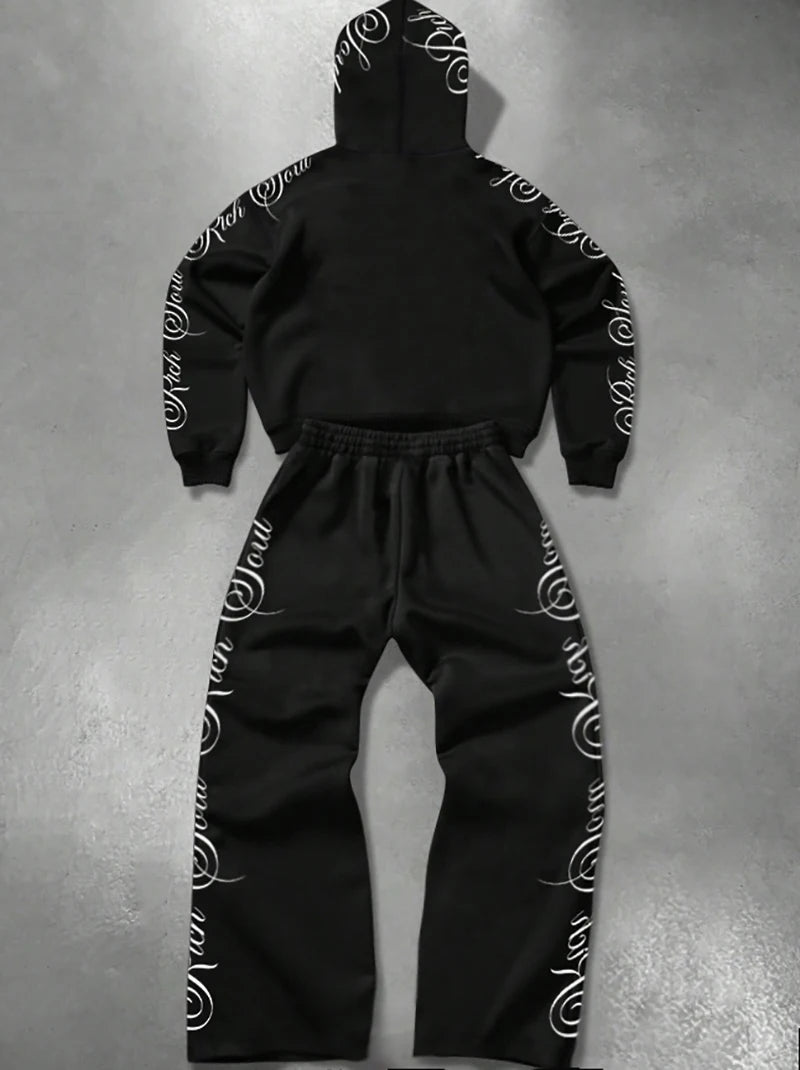 Cursive Lettering 2-piece Men's Set