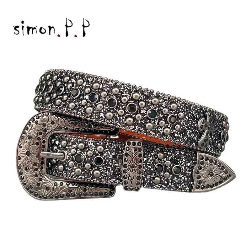 Punk Dark Western Rhinestones Belts