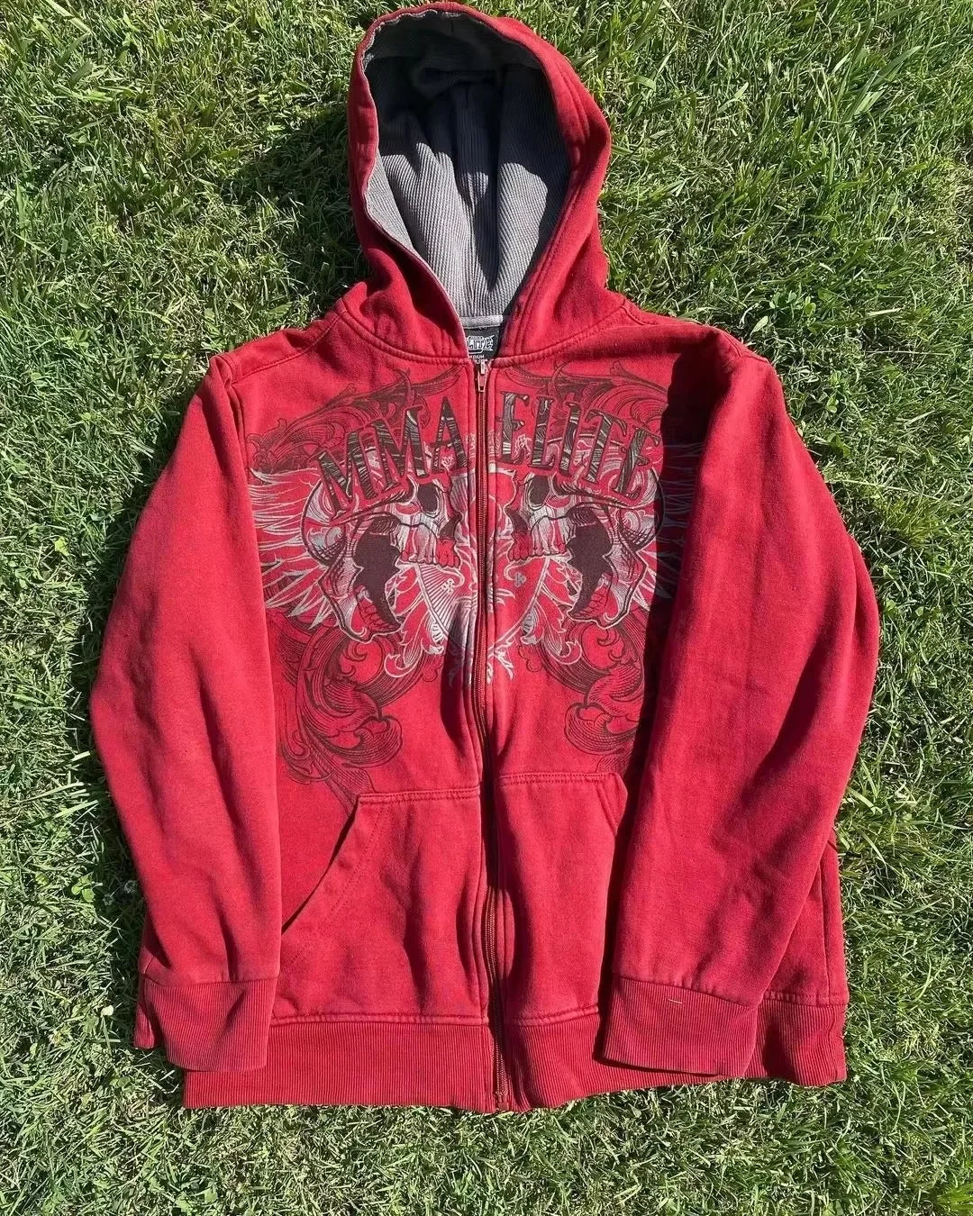 Cotton Red Zipper Hoodie