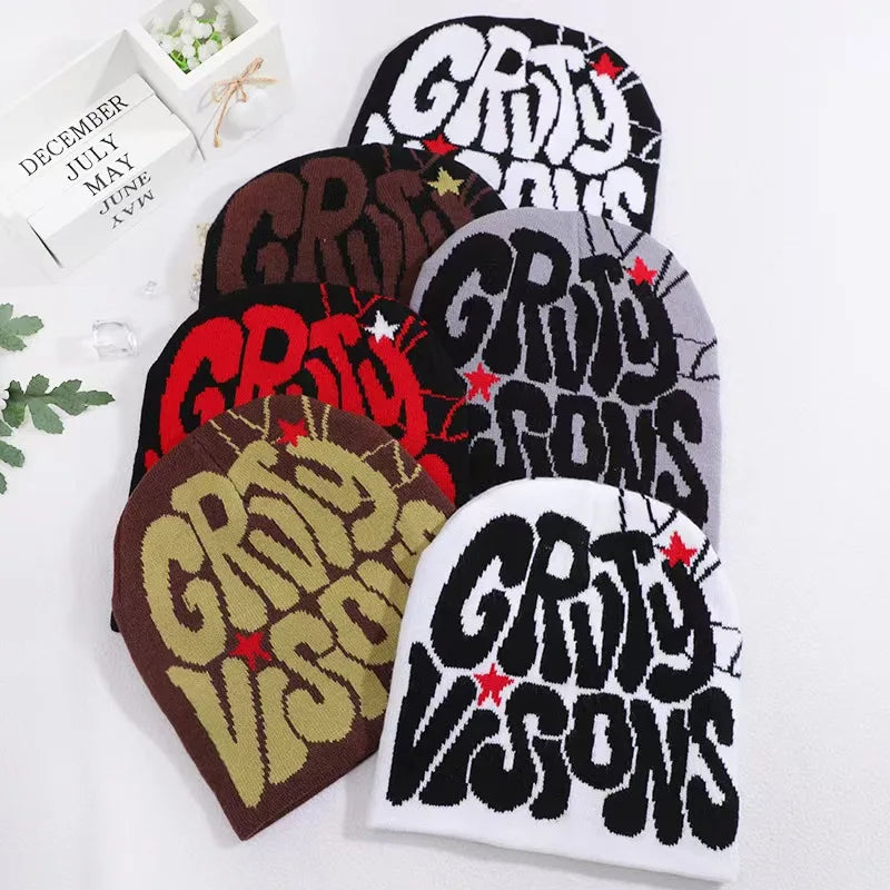 Fuzzy knitted streetwear beanie