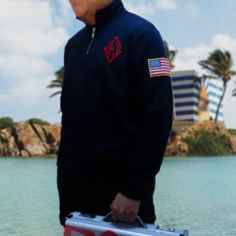 American Flag Quarter Zip Sweater