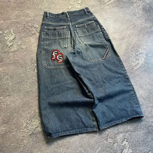 Embroidered Designed Baggy Jeans