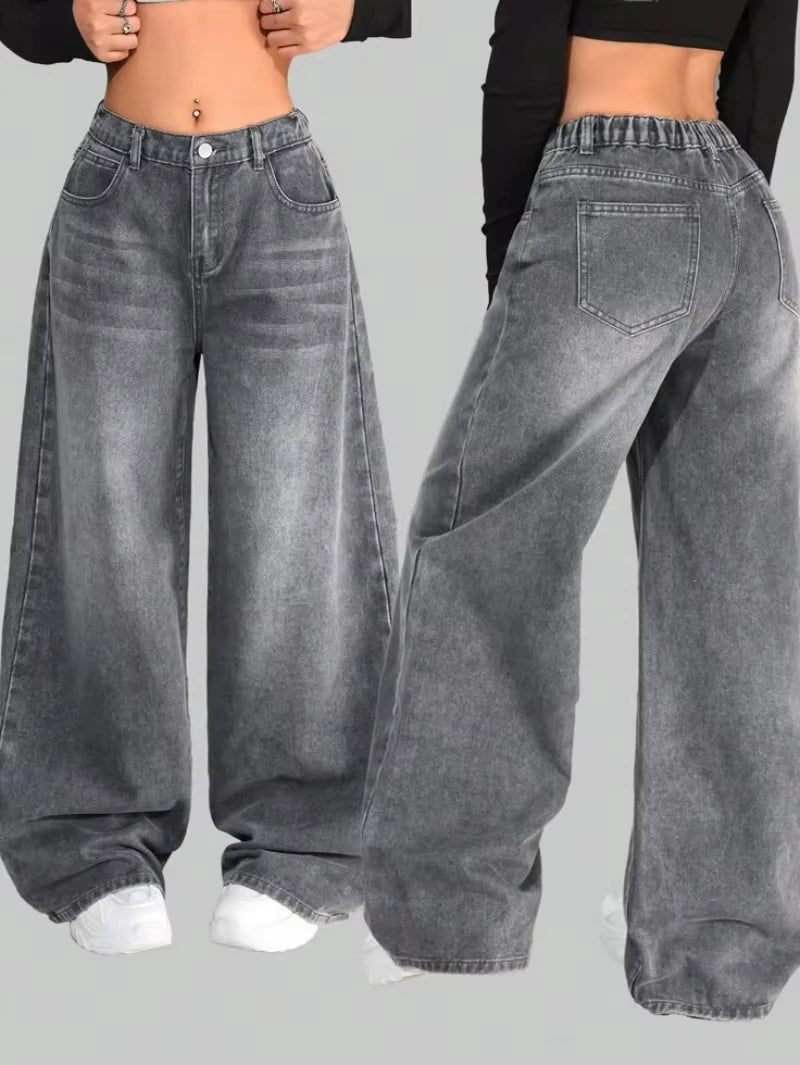 Baggy Wide Leg Designed Jeans