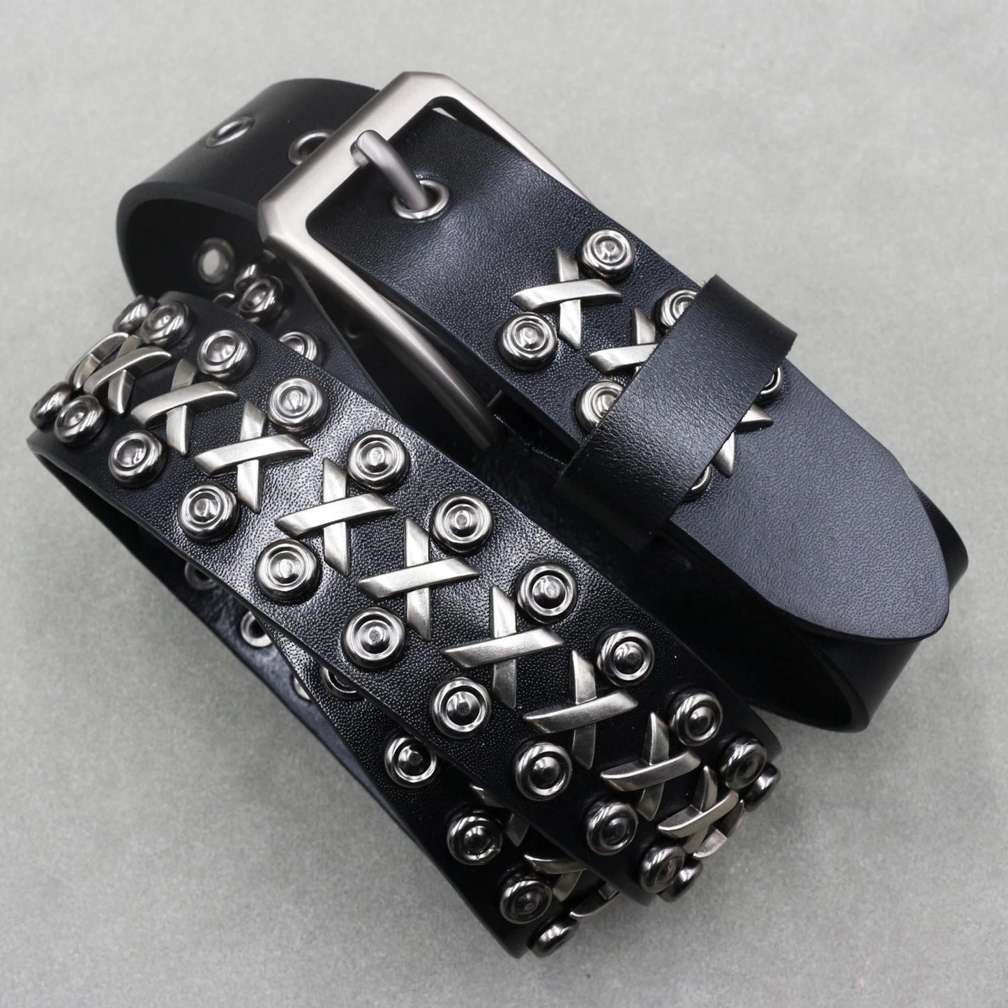 Metal Rivet Leather Belt
