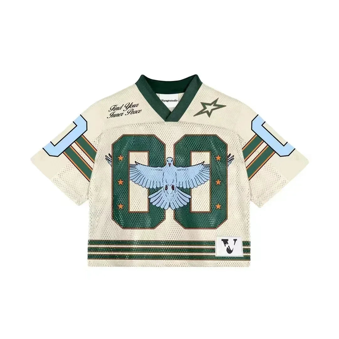 Striped Jersey-Styled Button-Up T-shirt