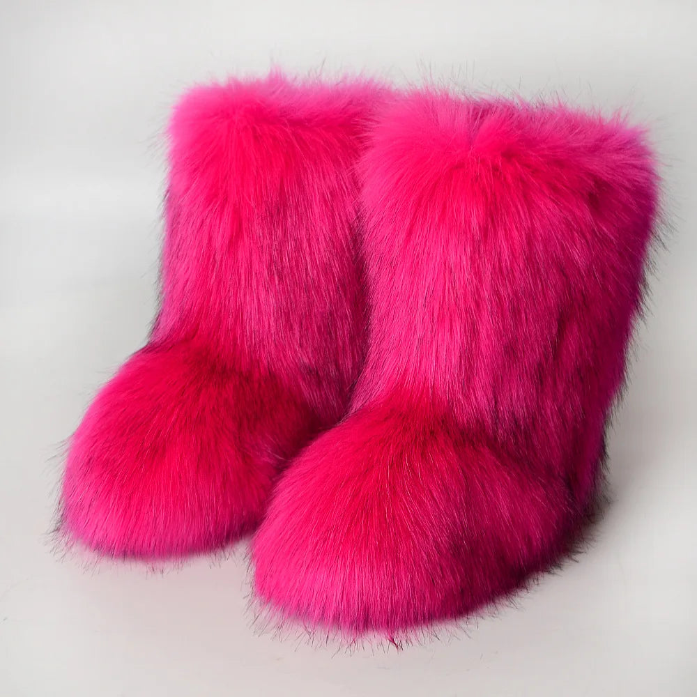 Furry Snow Fox Fur Boots