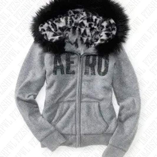 Fur Hoodied Y2k Zip up Hoodies