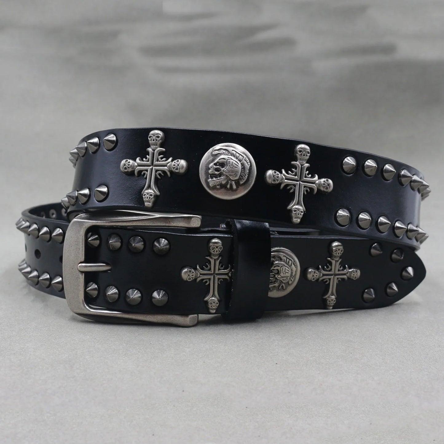 Metal Rivet Leather Belt