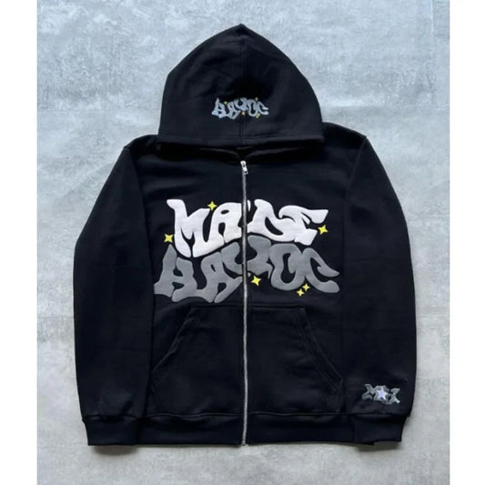 Made Havoc Puff Print Star Zipper Hoodie
