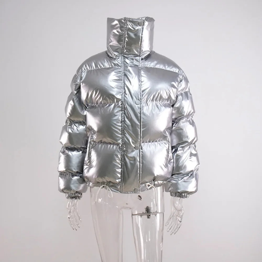 Glossy Puffer Jacket For Women