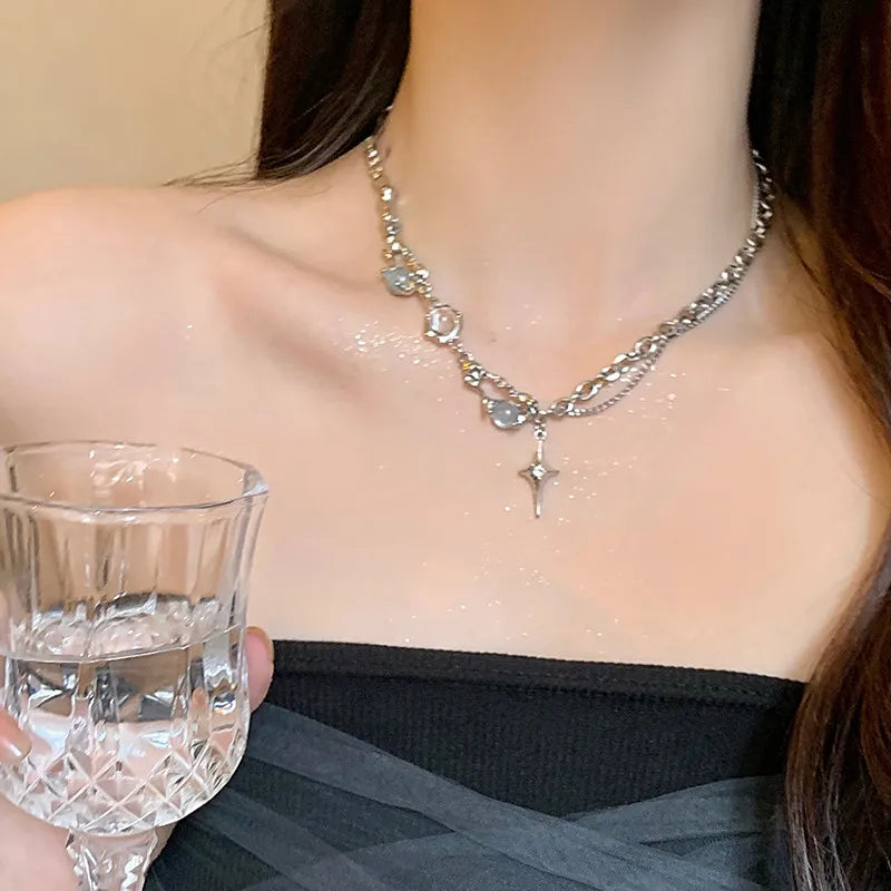 Shiny Star Chain Necklace Y2k