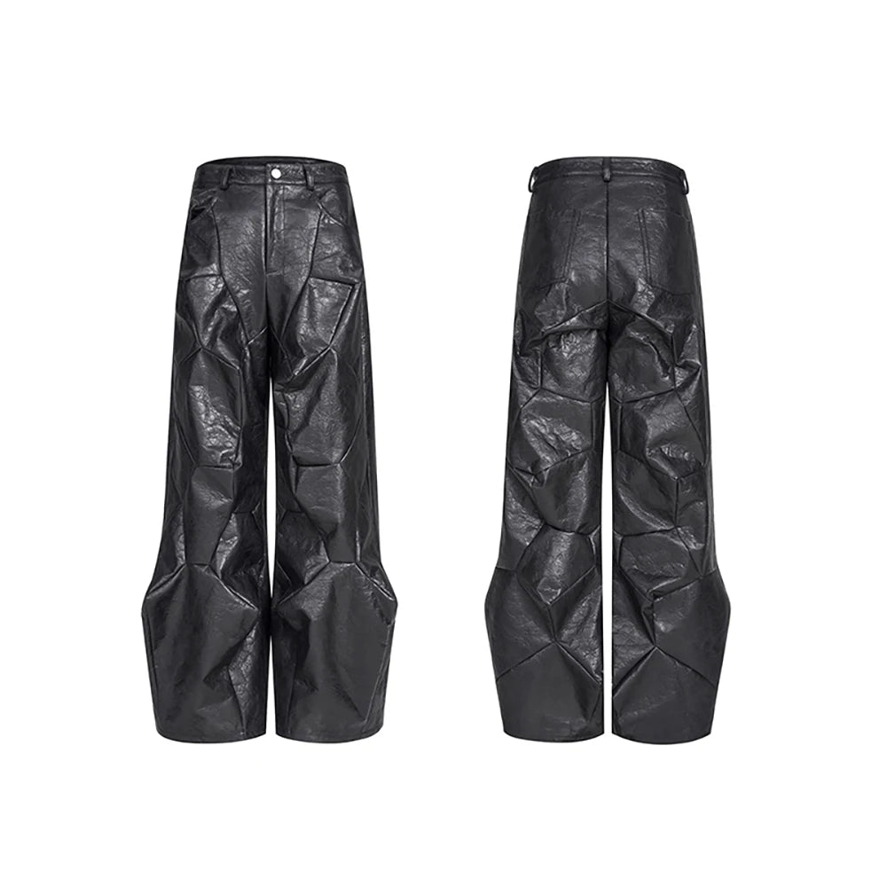 Gothic Design Flared Leather Pants