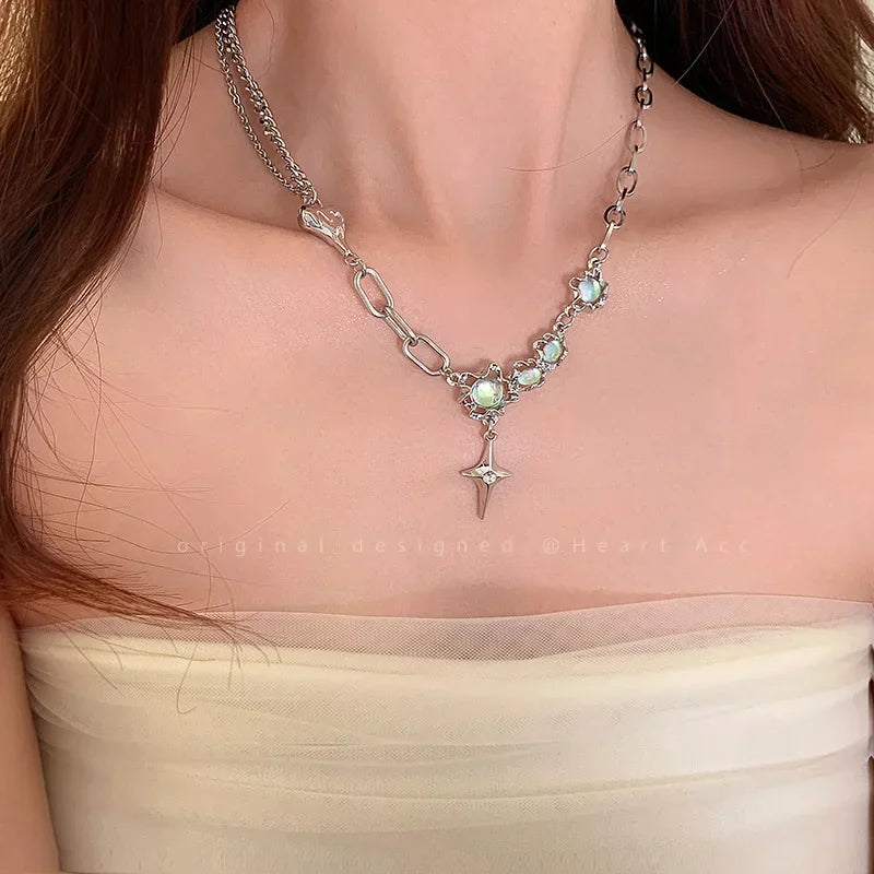 Shiny Star Chain Necklace Y2k