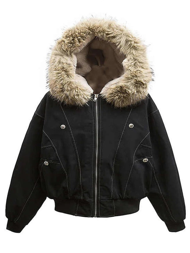 Faux Fur Hooded Winter Jacket