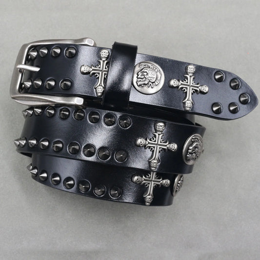 Metal Rivet Leather Belt