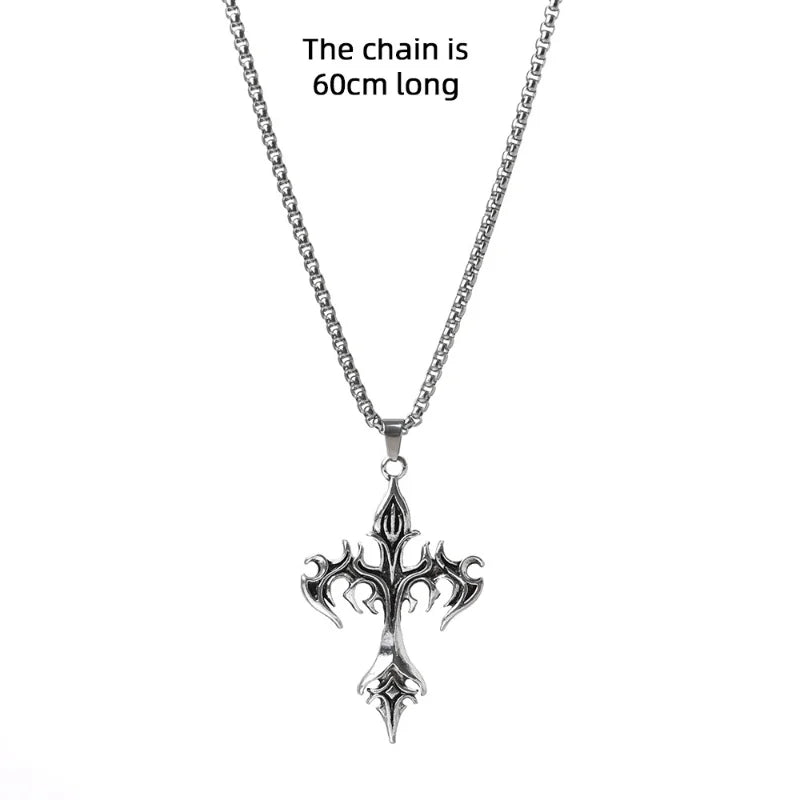 Flame Cross Pendant Chain