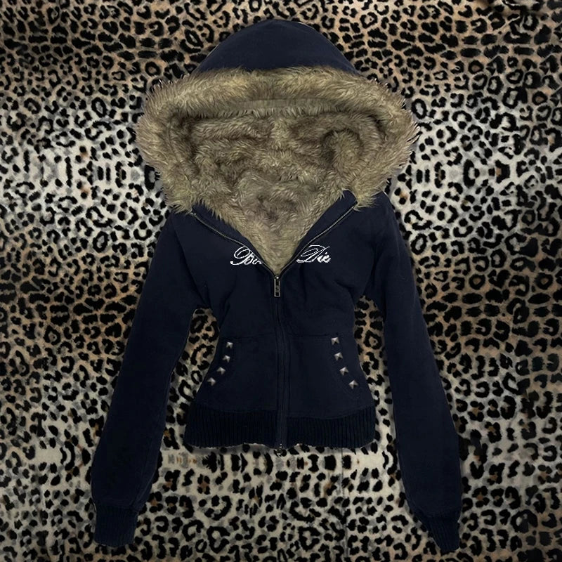 Faux Fur Interior Slim Waist Sweaters