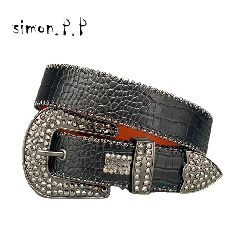 Punk Dark Western Rhinestones Belts