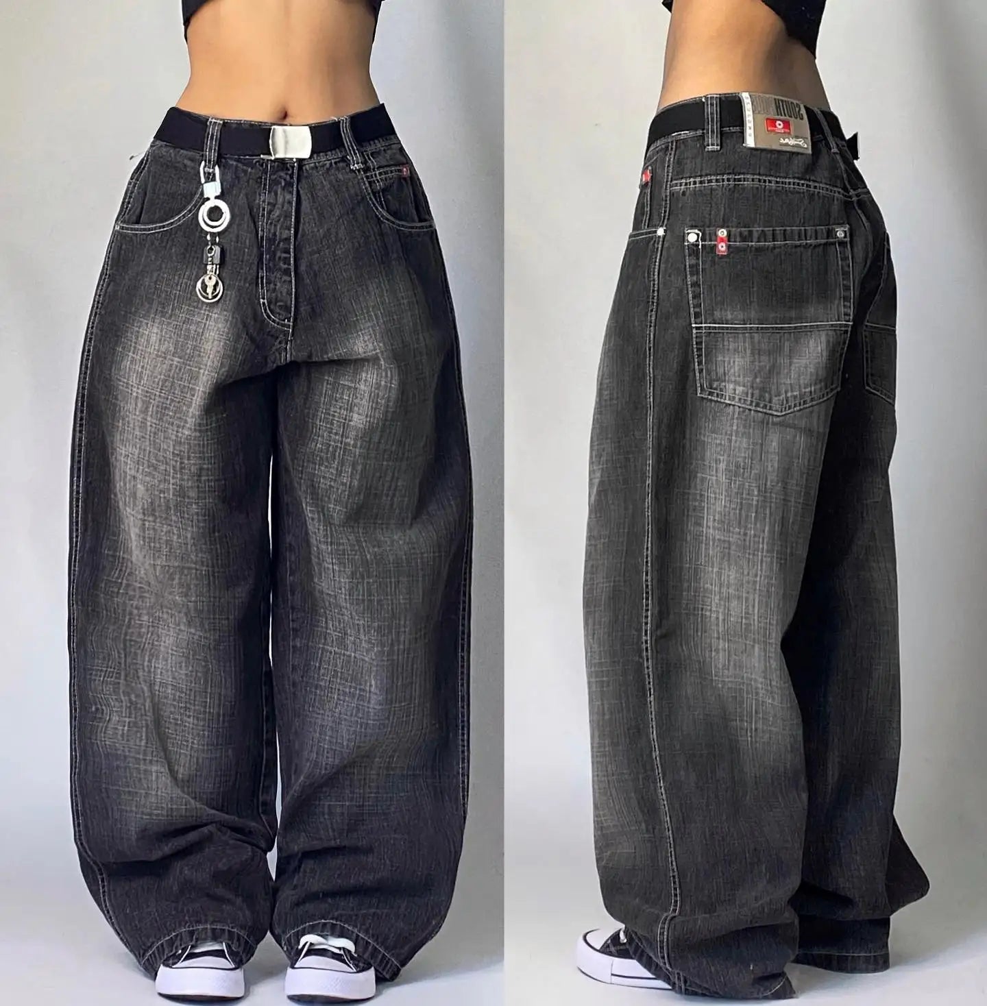 Baggy Wide Leg Designed Jeans